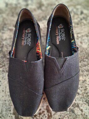 Bob's From Sketchers Memory Foam Black Espadrilles in Size 8